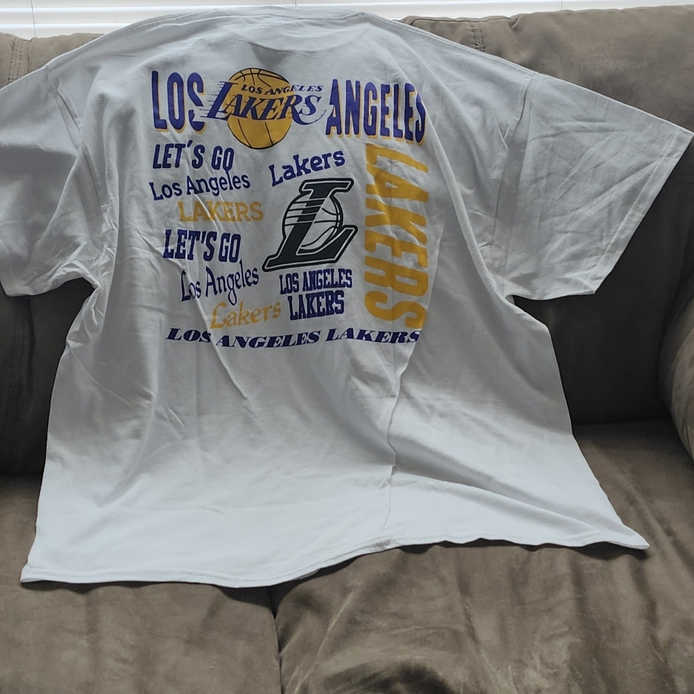 Blue 84 White Tee with Lakers Graphics